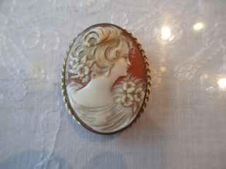 Vintage 10 K Gold Cameo Brooch Pin Or Pendant