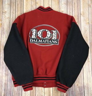 Vintage 101 Dalmations 90s Usa Made Disney Varsity Wool Jacket Crew Size 2xl