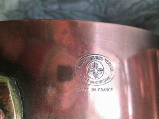 STAMPED VESOUL Vintage French SET 5 COPPER SAUCEPANS 3kg Tin Lined Brass Handles 6