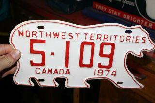Vintage 1974 Polar Bear Shaped License Plate From Northwest Territories Canada