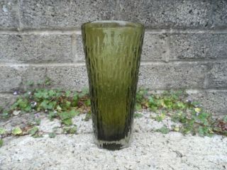 Vintage Whitefriars Glass Vase - Baxter Sage Green Bark Vase - Pattern No 9830