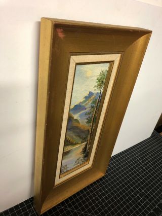 Vintage Oil Painting Landscape Signed Framed Dooley 9x17” 3