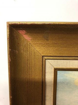Vintage Oil Painting Landscape Signed Framed Dooley 9x17” 5