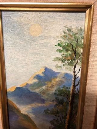 Vintage Oil Painting Landscape Signed Framed Dooley 9x17” 6