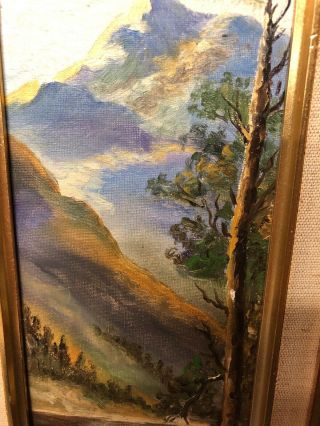 Vintage Oil Painting Landscape Signed Framed Dooley 9x17” 7