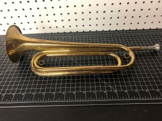Rexcraft Us Regulation Bugle Made In Usa 17” Vintage Brass Military Ww1 Ww2