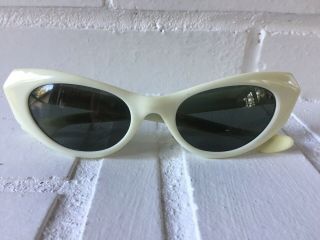 Rare Ray - Ban Usa 1950s Vintage Bausch & Lomb Marche White Cat Eye Sunglasses