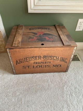 Vintage Anheuser - Busch Wooden Budweiser Beer Crate