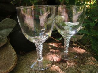 2 Vintage Stuart Crystal Wine Glass Goblets Air Twist England Euc Estate Nicola