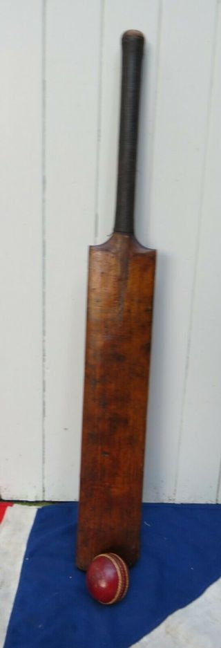 Antique Vintage English Wooden Cricket Bat And Ball Sporting Antiques Bar Prop