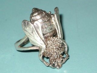 Vintage 925 Sterling Silver Large Bumble Bee Bug Ring