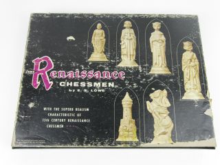 Vintage 1970 ' s Lowe RENAISSANCE Chess Set 3.  75 