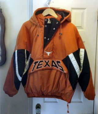 Vintage Starter Texas Longhorns Pullover Hooded Insulated Jacket Sz Large