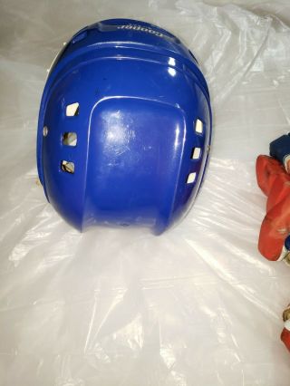 Cooper SK 600 S Vintage Hockey Helmet Blue Size Small w/ shield and gloves 4