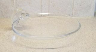 VINTAGE SIGNED STEUBEN CLEAR LOW BOWL APPLIED HANDLE AMERICAN ART GLASS 8 5/8 
