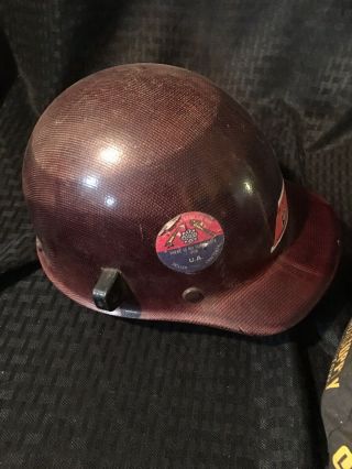 Vintage Fiberglass MSA Skullgard Safety Hard Hat Adjustable With Skull Cap 2