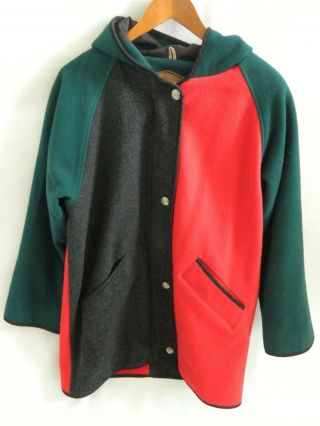 Vintage Woolrich Womens 100 Wool Jacket W\hood Size M Made In Usa