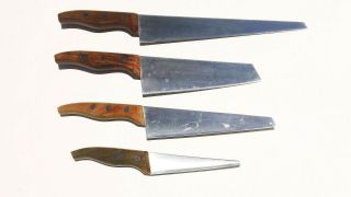 Set Of 4 Vtg Dione Lucas Msc Molybdenum Stainless Steel Santoku Chef Knives