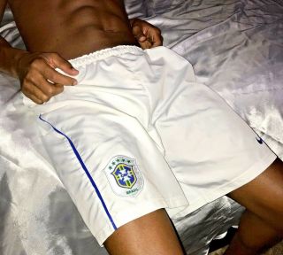 Vintage 90s Rare Nike Soccer Shorts Brazil Brasil Nylon White Sexy Silky Small