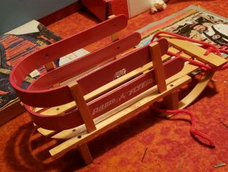 Vintage Wood Radio Flyer Rope Tow Cargo Little Red Sled Vintage Prime