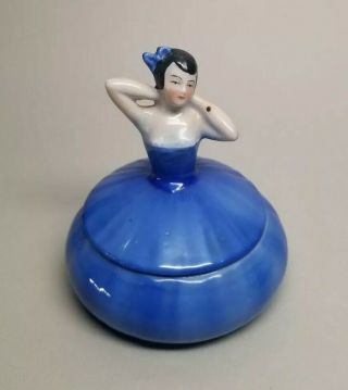 Vintage 1920s Art Deco Dresser Half Doll Trinket Powder Vanity Box Jar Germany