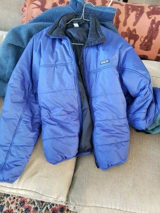 Mens Vintage 90s Patagonia Blue Puffer Puffy Zip Up Jacket Sz L
