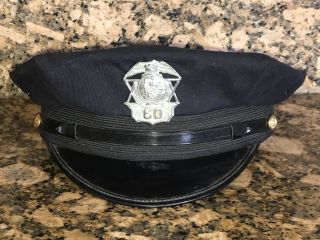 Vintage Beat Cop Lancaster Police Uniform Hat W/ Silver Cap Badge & Gold Buttons