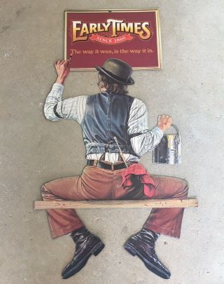 Vintage Early Times Cardboard Sign Kentucky Whiskey 1970 
