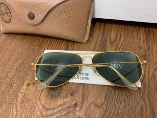 VINTAGE RAY - BAN BAUSCH & LOMB B&L 62 - 14 LARGE AVIATOR SUNGLASSES IN CASE 5