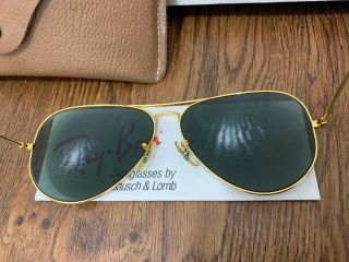 VINTAGE RAY - BAN BAUSCH & LOMB B&L 62 - 14 LARGE AVIATOR SUNGLASSES IN CASE 6