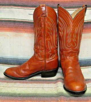 Mens Vintage Justin Brown Leather Cowboy Boots 8.  5 Ee Good Conditioin