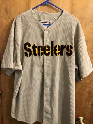 Rare Vintage Majestic Nfl Pittsburgh Steelers Corduroy Baseball Style Jersey 2x