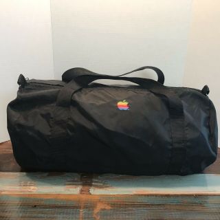 Vintage Apple Computers Rainbow Apple Logo Bag Duffle Travel Black Macintosh Gym