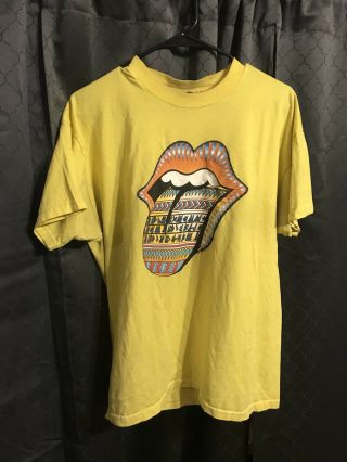 Vintage Rolling Stones Tour T - Shirt Xl Bridges To Babylon 1997 Yellow Very Rare