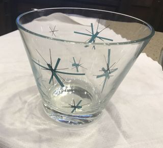 Htf Vintage Mid - Century Salem North Star Atomic Starburst Glass Small Ice Bucket