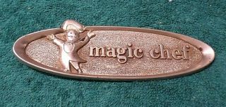 Rare Antique Vintage Magic Chef Company Logo Metal Part,  Symbol Emblem,  Chef