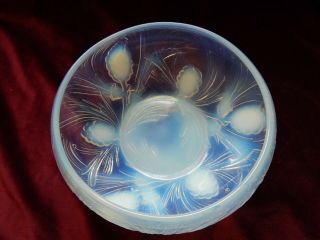 Vintage Art Deco Jobling Opalique Fircone Pattern Iridescent Glass Bowl 1930 