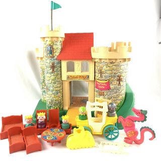 Vtg Fisher Price Little People Play Family Castle Set 993 1974 Dragon Knight