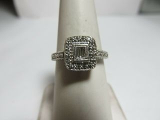 Estate 10k Solid White Gold Ring With 19 Natural Diamonds.  15 Tcw