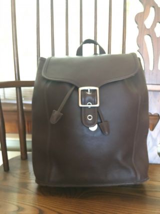 Vintage Coach Lg Brown Leather Book Bag - Daypack In - One Owner
