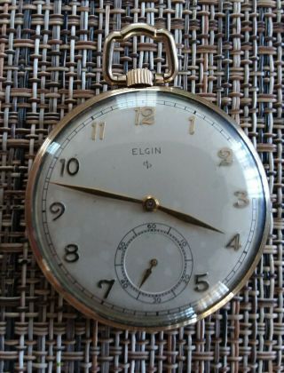 Reloj De Bolsillo Antiguo Elgin 10 K.  Gol Blay Trabajando Bien Anilla 10k Solido