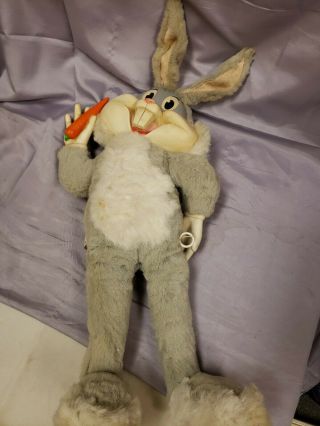 Vintage 1961 Mattel Bugs Bunny Talking Plush Doll Pull String Rubber Face