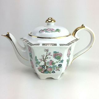Vintage Sadler Indian Tree England Teapot Floral Gold Trim Porcelain 4 Cup