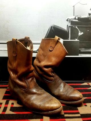 Vintage Red Wing Mens Pecos Brown Leather Cowboy Boots Size 10.  5 D