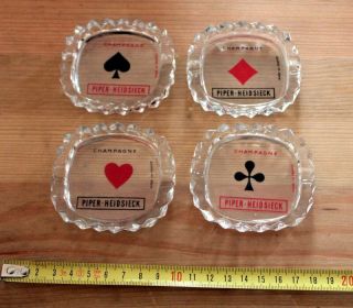 Vintage Set Of 4 Littles Glass Ashtrays French Champagne Piper Heidsieck