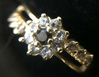 Vintage 14k Solid Gold Ladies Cocktail Ring Size 7 Clear Gemstones 1.  7 Grams Wow