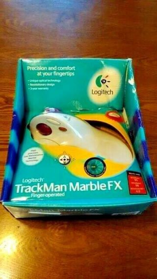 VINTAGE Logitech Trackman FX Marble Wired Computer Trackball Mouse T - CJ12 PS/2 6