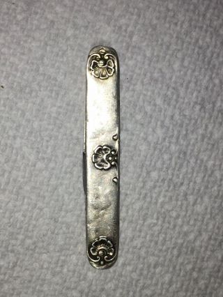 Germany Sterling Silver Floral Folding Pocket Knife Vintage