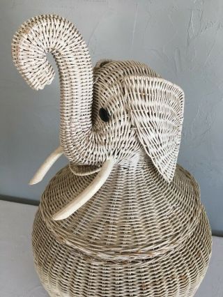 Vintage Wicker Rattan Elephant Basket Large 27” Tall 3