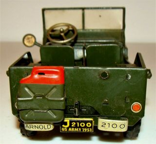 VINTAGE 1951 ARNOLD GERMANY TIN WINDUP TOY U.  S.  ARMY WILLYS JEEP 5